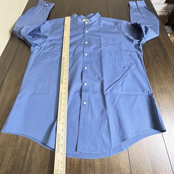 TRAVELSMITH XL Band Mandarin Collar Frontier Pocket Blue ENRO Hong Kong Shirt - Picture 4 of 7